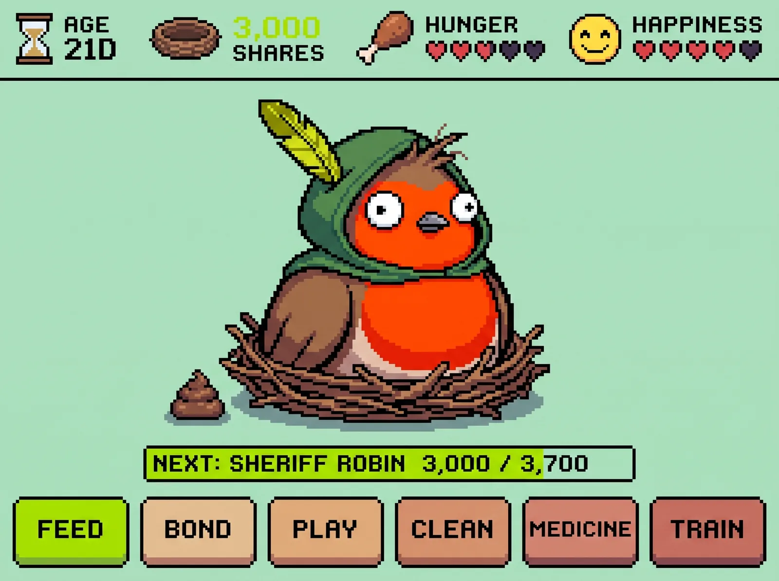 The approved main game screen with chartreuse money accents