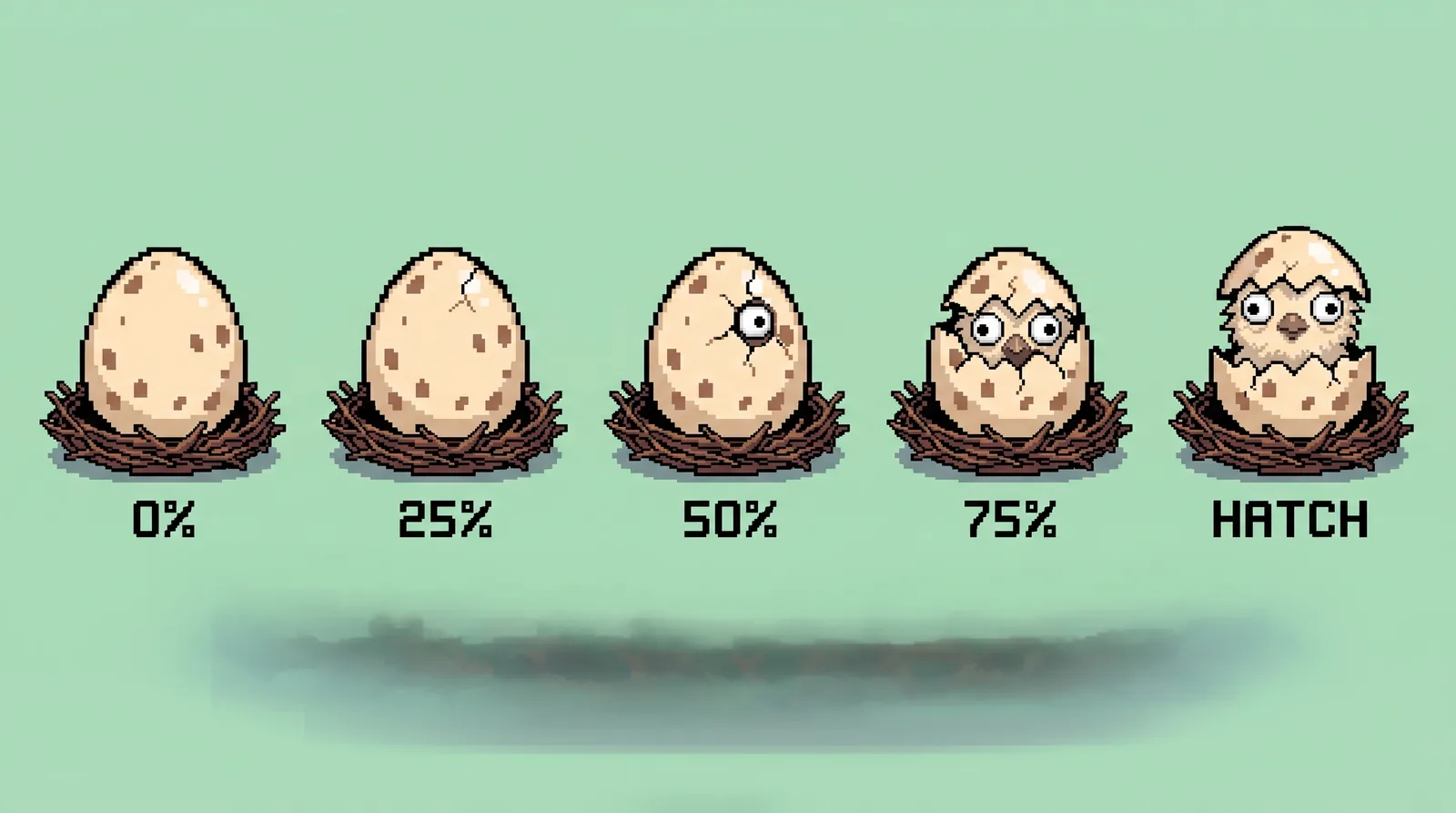 Egg crack progression 0% to hatch