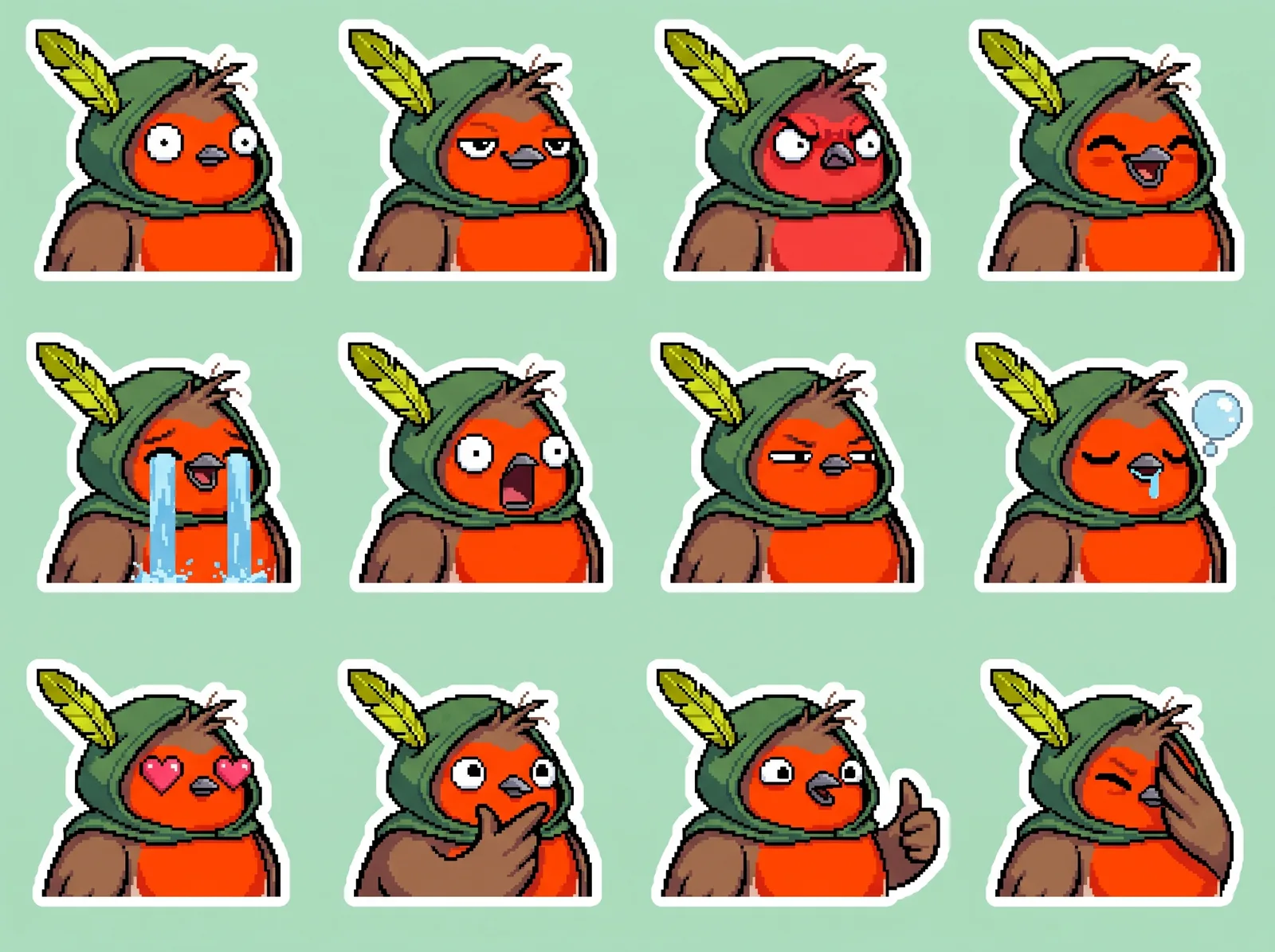 12 sticker expressions with white borders