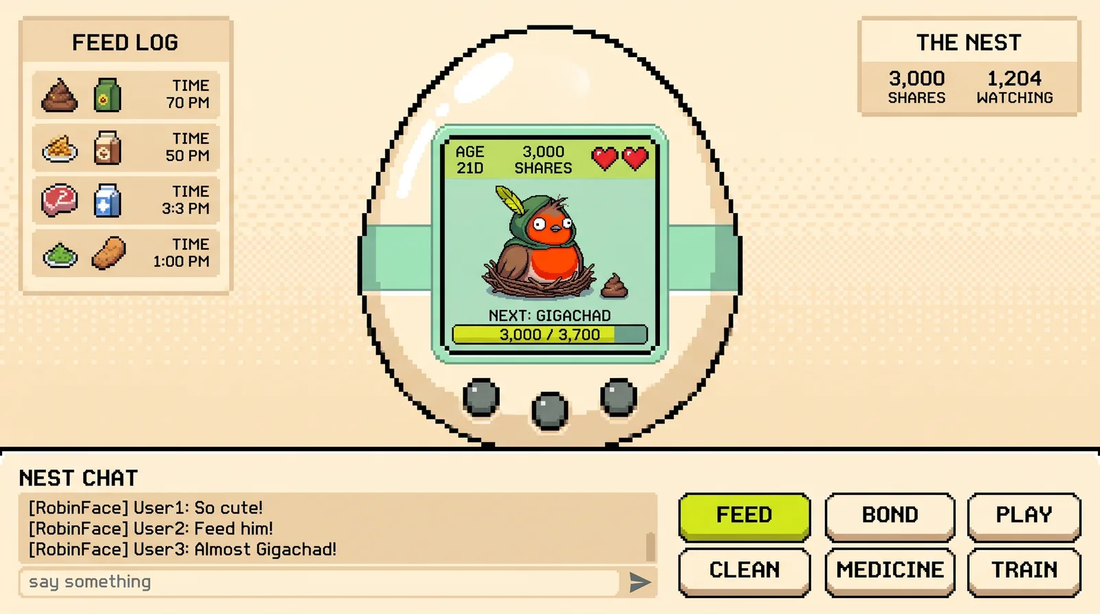 Variant A2: the toy, chat below